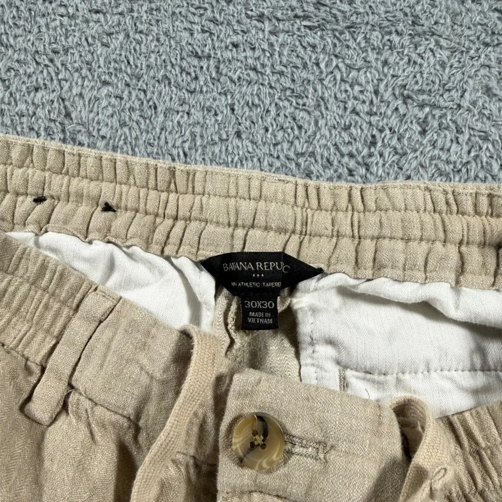 Banana Republic Linen Blend Pants Mens 30x30 (30x27) Drawstrings Elastic Waist